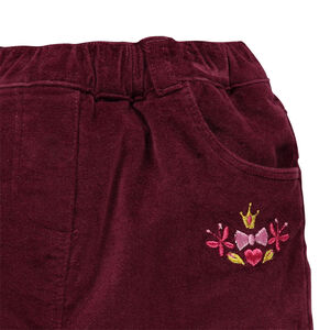 Pantalón de terciopelo con forro polar y parches de corazones 