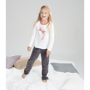 Pijama de terciopelo bicolor con princesa estampada  Main Pijama de terciopelo bicolor con princesa estampada