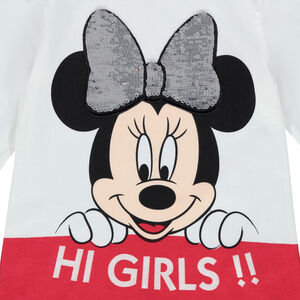 T-shirt manches longues print Minnie Disney noeud en sequins magiques 
