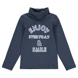 Camiseta interior de punto con cuello vuelto y mensaje estampado 