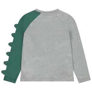 Camiseta de manga larga motivo dinosaurio con cresta en relieve  