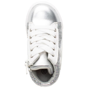 Bottillons argentés pailletés à lacets et zip 