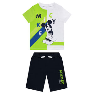 Conjunto de camiseta de manga corta con estampado Mickey y bermudas 