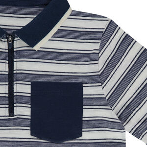 Júnior - Polo de manga larga de rayas all over con bolsillo y cuello con cremallera  