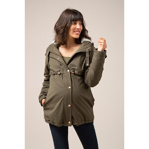 Parka de embarazo evolutiva con forro de sherpa 