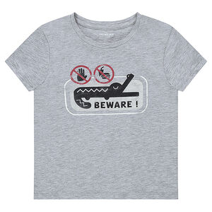 Camiseta de manga corta de punto con estampado de fantasía 