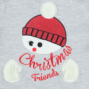 Camiseta con cuello subido y muñeco de nieve brillante  