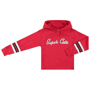 Júnior - Sudadera roja con capucha e inscripción de rizo  Main Júnior - Sudadera roja con capucha e inscripción de rizo