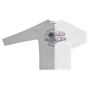 Júnior - Camiseta de punto de manga larga bicolor de punto con estampado 