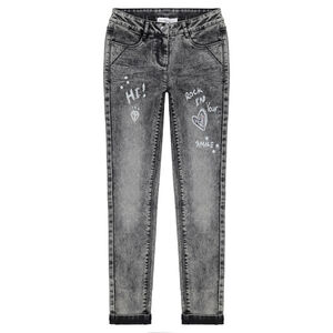 Júnior - Vaquero con efecto gastado gris con dibujos estampados  Main Júnior - Vaquero con efecto gastado gris con dibujos estampados