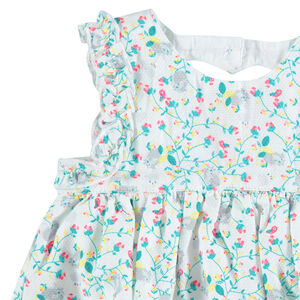 Conjunto con túnica de flores y bloomer con gato bordado 
