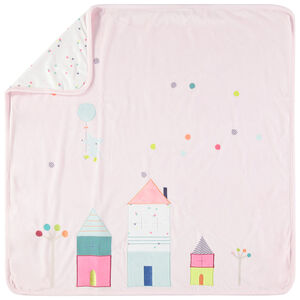 Couverture à pois et maisons brodées en veloudoux 