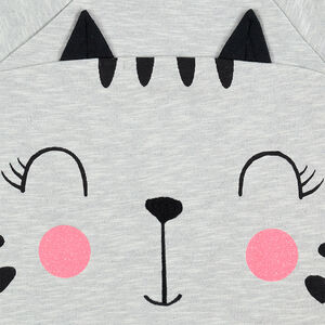Sudadera de felpa con gato estampado y detalles brillantes  Main Sudadera de felpa con gato estampado y detalles brillantes