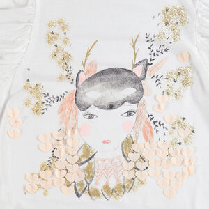 Camiseta de manga corta con volantes con personaxe estampado  Main Camiseta de manga corta con volantes con personaxe estampado