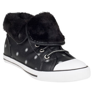 Zapatillas de deporte de caña alta cierre de cremallera y con cordones con pliegue de telas sherpa con estrellas 