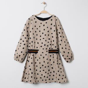 Robe manches longues à pois all-over 