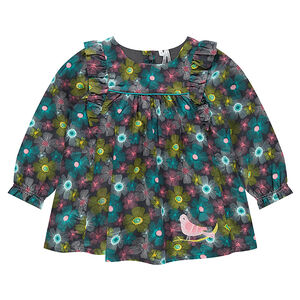 Túnica con volantes y flores all over 