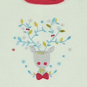 Vestido de punto de manga corta con ciervo bordado 