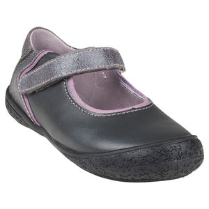 Zapatos merceditas con velcro de cuero de color gris 