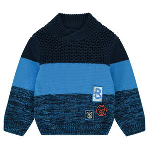 Jersey con bandas en contraste y parches de insignias 