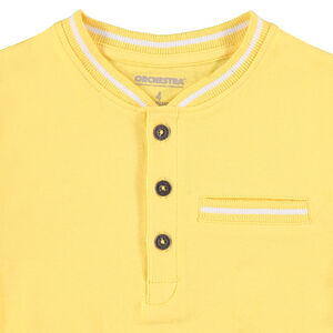 Polo de manga corta de algodón con detalles acanalados 