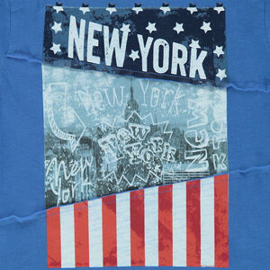 Camiseta de punto de manga larga de punto con estampado de Nueva York 