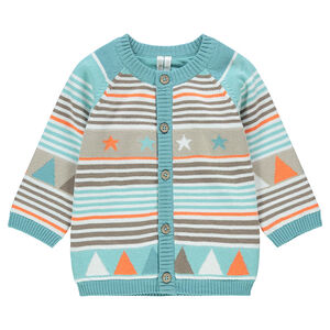 Chaqueta de punto con dibujo de jacquard con forro de punto 