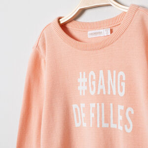 Pull en tricot rose à message  Main Pull en tricot rose à message