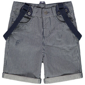 pantalon corto de rayas verticales all-over y tirantes ajustables 