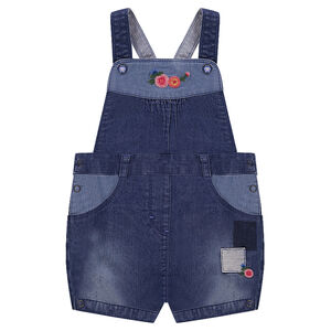 Peto corto vaquero con parches y bordados de flores 