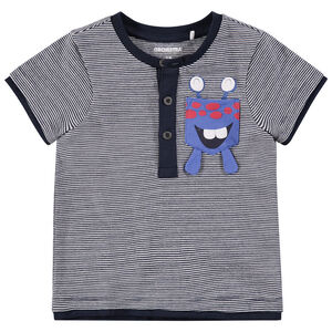 Camiseta de manga corta con rayas y monstruo estampado 