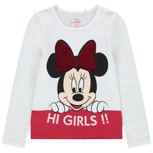 T-shirt manches longues print Minnie Disney noeud en sequins magiques 