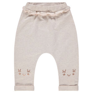 Pantalón de chándal de felpa lisa con detalles estampados 