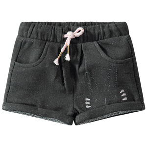 Pantalón corto de felpa ligera con mezcla de hilo plateado y conejo bordado  Main Pantalón corto de felpa ligera con mezcla de hilo plateado y conejo bordado