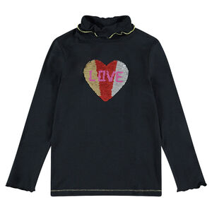 Camiseta interior con cuello vuelto y corazón de lentejuelas mágicas roda/dorado 