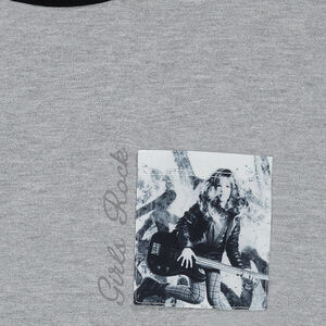 Júnior - Camiseta bicolor de manga larga con bolsillo estampado 