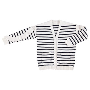 Júnior - Chaqueta de punto con rayas de jacquard, volantes y bolsillos 