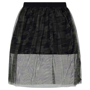 Júnior - Falda con doble largo y tul estampado de camuflaje  