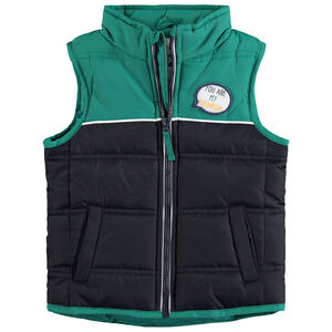 Anorak acolchado bicolor sin mangas con parche cosido 