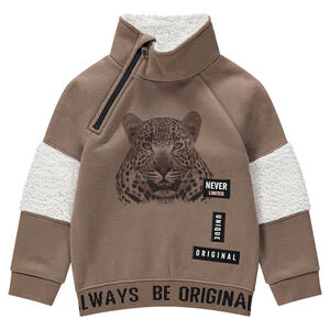 Sudadera de felpa con leopardo estampado y forro de borreguillo 
