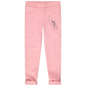Jeggings lisos rosas con estampado de unicornio y bolsillos  Main Jeggings lisos rosas con estampado de unicornio y bolsillos