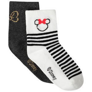 Pack de 2 pares de calcetines de rayas, lisas con  motivo  Minnie Disney 