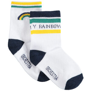 Juego de 2 pares de calcetines variados con dibujos y arcoíris de jacquard 