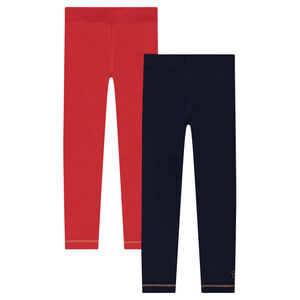 Juego de 2 leggings de punto liso con estampado dorado  Main Juego de 2 leggings de punto liso con estampado dorado
