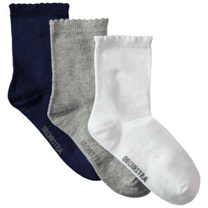 Juego de 3 pares de calcetines lisos con acanalado de fantasía  Main Juego de 3 pares de calcetines lisos con acanalado de fantasía