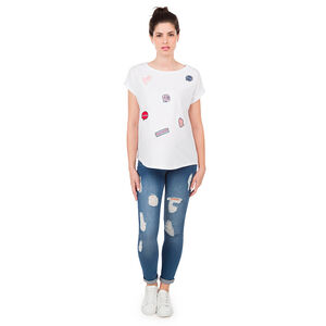 Camiseta de manga corta para embarazada con parches 