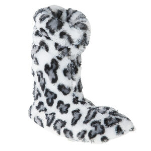 Zapatillas de forma botín de pelo sintético con estampado de leopardo 