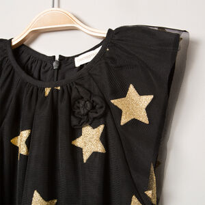 Vestido de fiesta de tul de manga corta con estrellas doradas   Main Vestido de fiesta de tul de manga corta con estrellas doradas