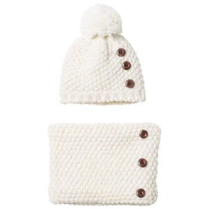 Conjunto de gorro y bufanda de punto forrados de sherpa niña. 