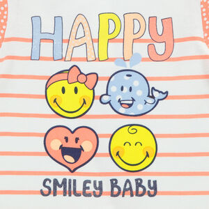 Tee-shirt manches courtes imprimé et printé Smiley  